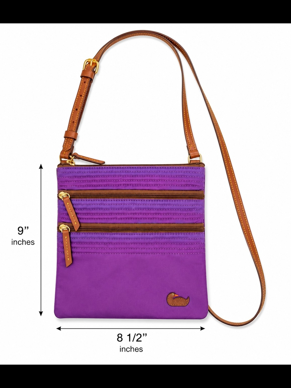 Dooney & Bourke Purple Crossbody with Tan Leather Strap # J158593 - Picture 2 of 8